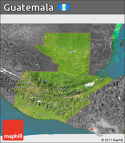 Satellite 3D Map of Guatemala, desaturated, land only