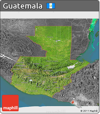 Satellite 3D Map of Guatemala, desaturated, land only
