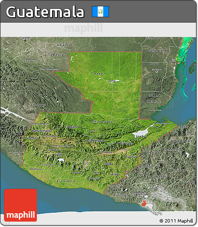 Satellite 3D Map of Guatemala, semi-desaturated, land only