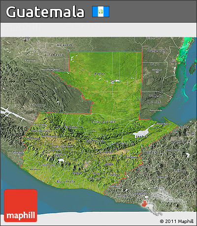 Satellite 3D Map of Guatemala, semi-desaturated, land only