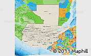 Shaded Relief 3D Map of Guatemala, political outside