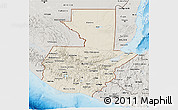 Shaded Relief 3D Map of Guatemala, semi-desaturated, land only