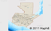 Shaded Relief 3D Map of Guatemala, single color outside, bathymetry sea
