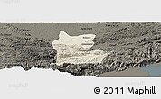 Shaded Relief Panoramic Map of Cahabon, darken