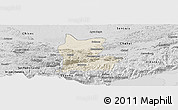 Shaded Relief Panoramic Map of Cahabon, desaturated