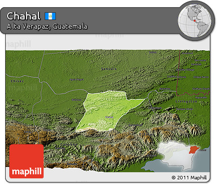 Physical 3D Map of Chahal, darken
