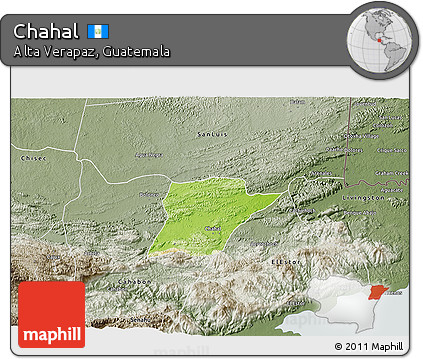 Physical 3D Map of Chahal, semi-desaturated