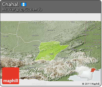Physical 3D Map of Chahal, semi-desaturated