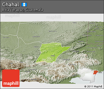 Physical 3D Map of Chahal, semi-desaturated