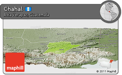 Physical Panoramic Map of Chahal, semi-desaturated
