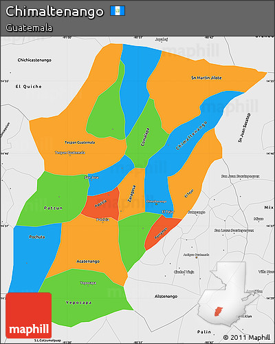 Political Simple Map of Chimaltenango, single color outside, borders and labels