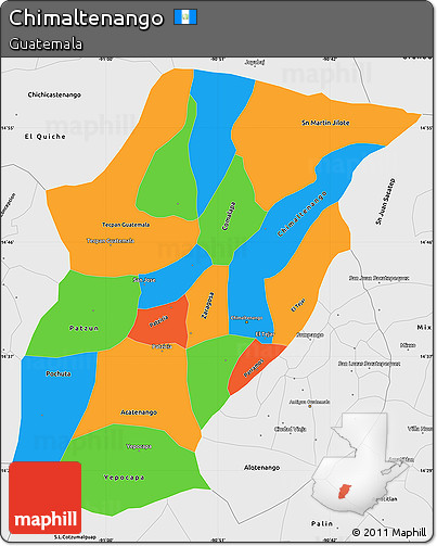 Political Simple Map of Chimaltenango, single color outside, borders and labels