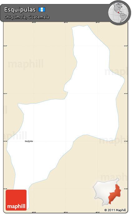 Classic Style Simple Map of Esquipulas, single color outside