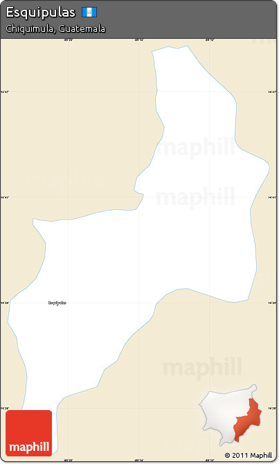 Classic Style Simple Map of Esquipulas, single color outside