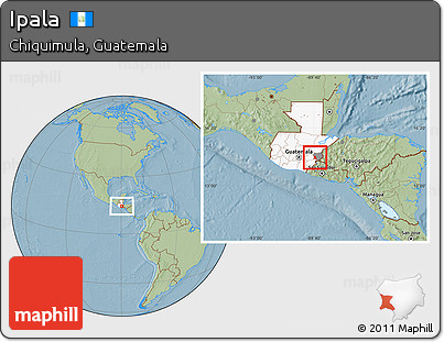 Savanna Style Location Map of Ipala, highlighted country, highlighted parent region, hill shading