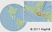 Savanna Style Location Map of Ipala, highlighted parent region, within the entire country, hill shading