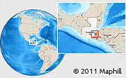 Shaded Relief Location Map of Ipala, highlighted country, highlighted parent region, within the entire country