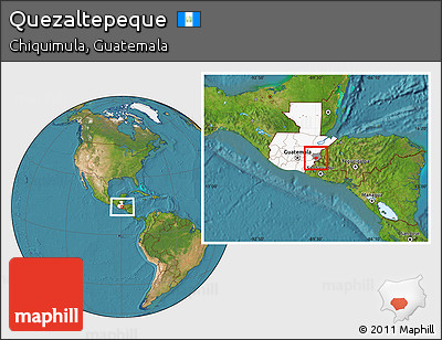 Satellite Location Map of Quezaltepeque, highlighted country, highlighted parent region