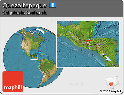 Satellite Location Map of Quezaltepeque, highlighted parent region