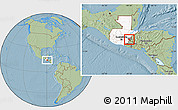 Savanna Style Location Map of Quezaltepeque, highlighted country, highlighted parent region, hill shading