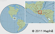 Savanna Style Location Map of Quezaltepeque, highlighted parent region, hill shading