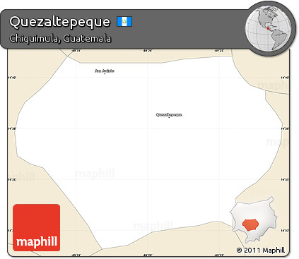 Classic Style Simple Map of Quezaltepeque