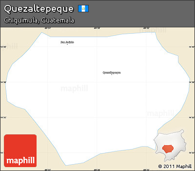 Classic Style Simple Map of Quezaltepeque, single color outside