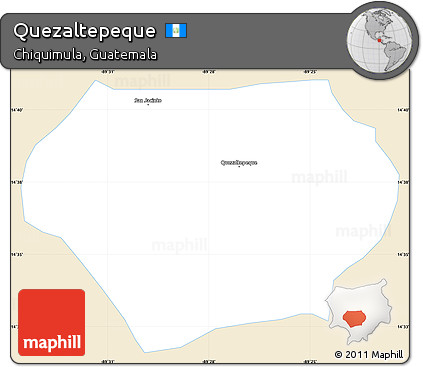 Classic Style Simple Map of Quezaltepeque, single color outside