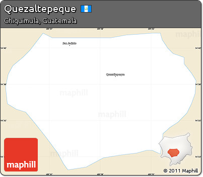 Classic Style Simple Map of Quezaltepeque, single color outside