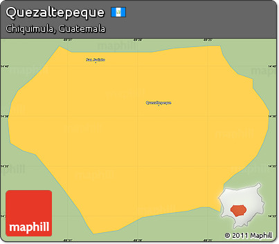 Savanna Style Simple Map of Quezaltepeque, single color outside