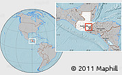 Gray Location Map of Sn Jose la Arada, highlighted country, highlighted parent region, hill shading