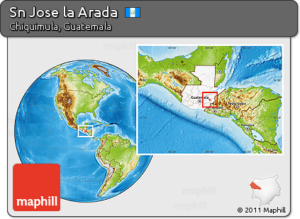 Physical Location Map of Sn Jose La Arada, highlighted country