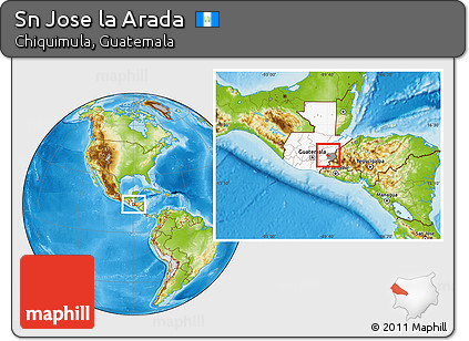 Physical Location Map of Sn Jose La Arada, highlighted country, highlighted parent region