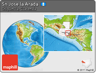 Physical Location Map of Sn Jose La Arada, highlighted country, highlighted parent region