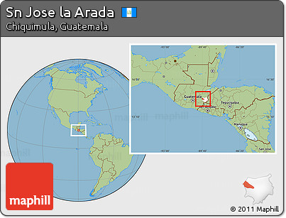 Savanna Style Location Map of Sn Jose La Arada, highlighted parent region