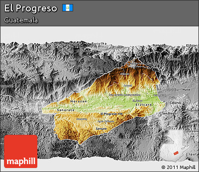 Physical 3D Map of El Progreso, desaturated