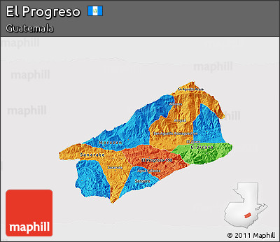 Political 3D Map of El Progreso, cropped outside