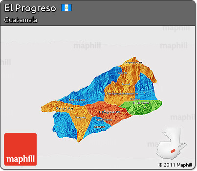 Political 3D Map of El Progreso, cropped outside