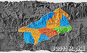 Political 3D Map of El Progreso, darken, desaturated