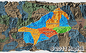 Political 3D Map of El Progreso, darken, semi-desaturated