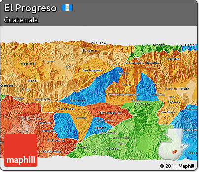 Political 3D Map of El Progreso, political shades outside