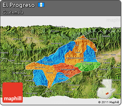 Political 3D Map of El Progreso, satellite outside