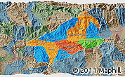 Political 3D Map of El Progreso, semi-desaturated