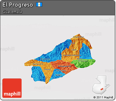 Political 3D Map of El Progreso, single color outside