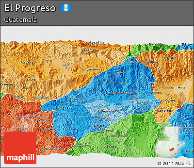 Political Shades 3D Map of El Progreso