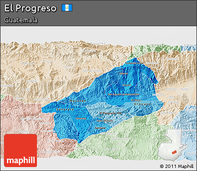 Political Shades 3D Map of El Progreso, lighten