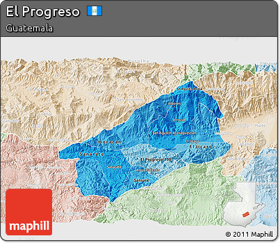 Political Shades 3D Map of El Progreso, lighten