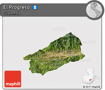 Satellite 3D Map of El Progreso, cropped outside