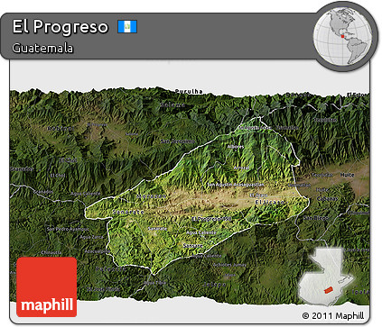 Satellite 3D Map of El Progreso, darken