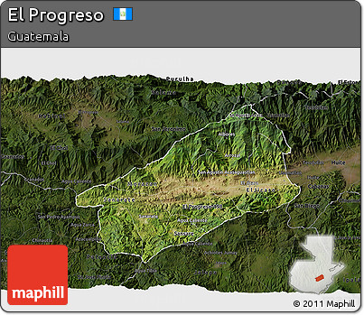 Satellite 3D Map of El Progreso, darken